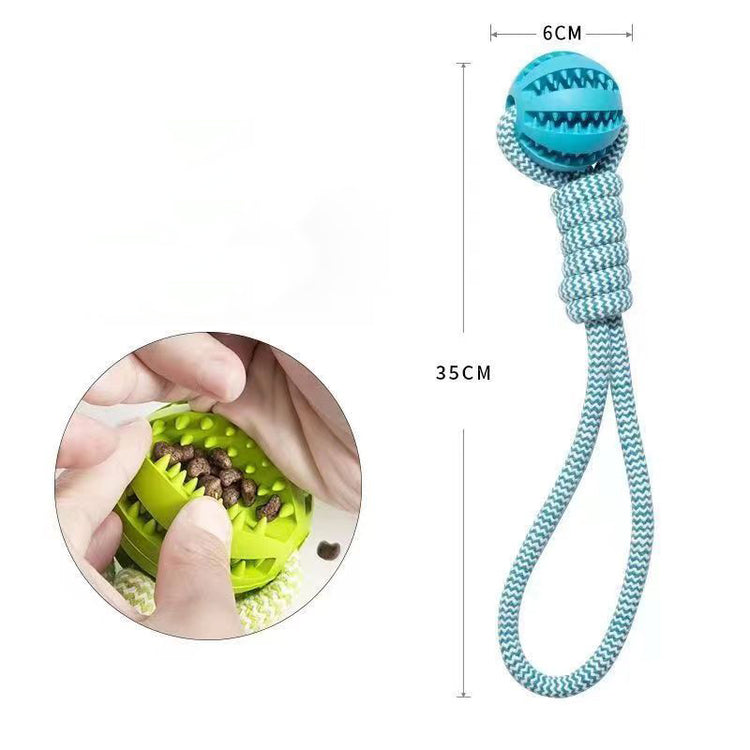Engage & Clean Bite Resistant Interactive Hemp Rope & Rubber Treat Balls for Dogs Ideal for Chewing and Dental Health